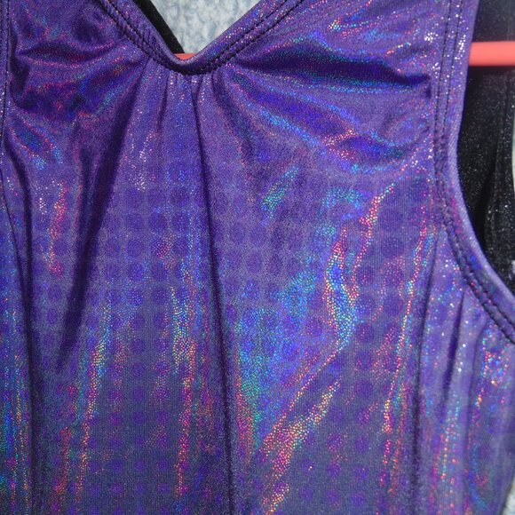 GK Shiny Purple Black Ombre Leotard CM - Picture 2 of 7